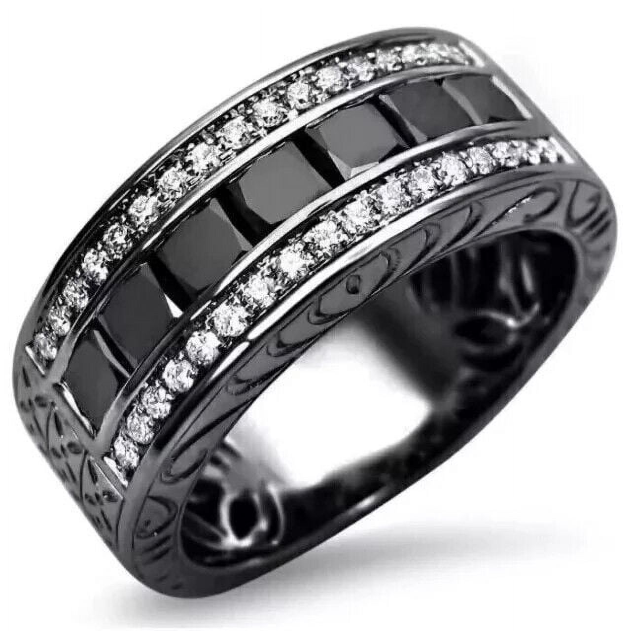 Princess Cut Lab Created Diamond Men's Wedding Band Ring 14K Black Gold Plated Sterling Silver